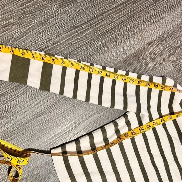 Anthropologie Olive and White Striped Long Sleeve Top - Picture 5 of 6